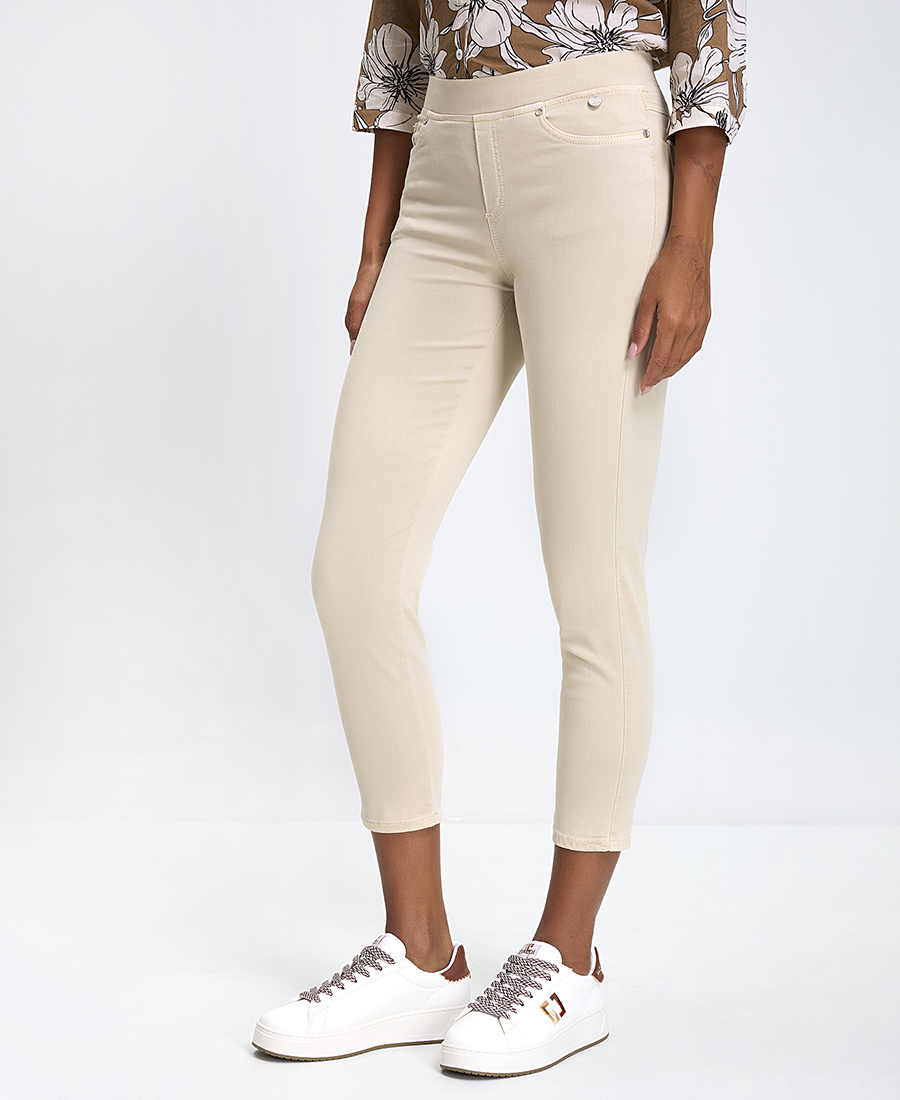 Ariela Montero Γυναικείο Παντελόνι Slim Fit Με Πέντε Τσέπες Και Κλείσιμο Χωρίς Κουμπί Μπεζ