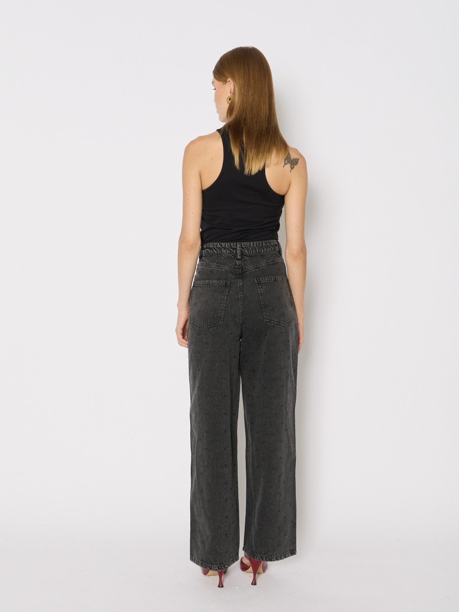 Berenice Γυναικείο Τζιν Wide-Leg Βαμβακερό Γκρι φωτογραφία