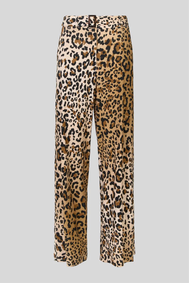 Caractere Γυναικείο Παντελόνι Wide Leg Με Animal Print Και Ζώνη φωτογραφία