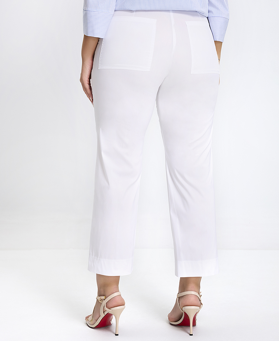 Γυναικείο Παντελόνι Regular Fit Με Ίσια Γραμμή Και Ψηλόμεσο Κόψιμο Λευκό φωτογραφία