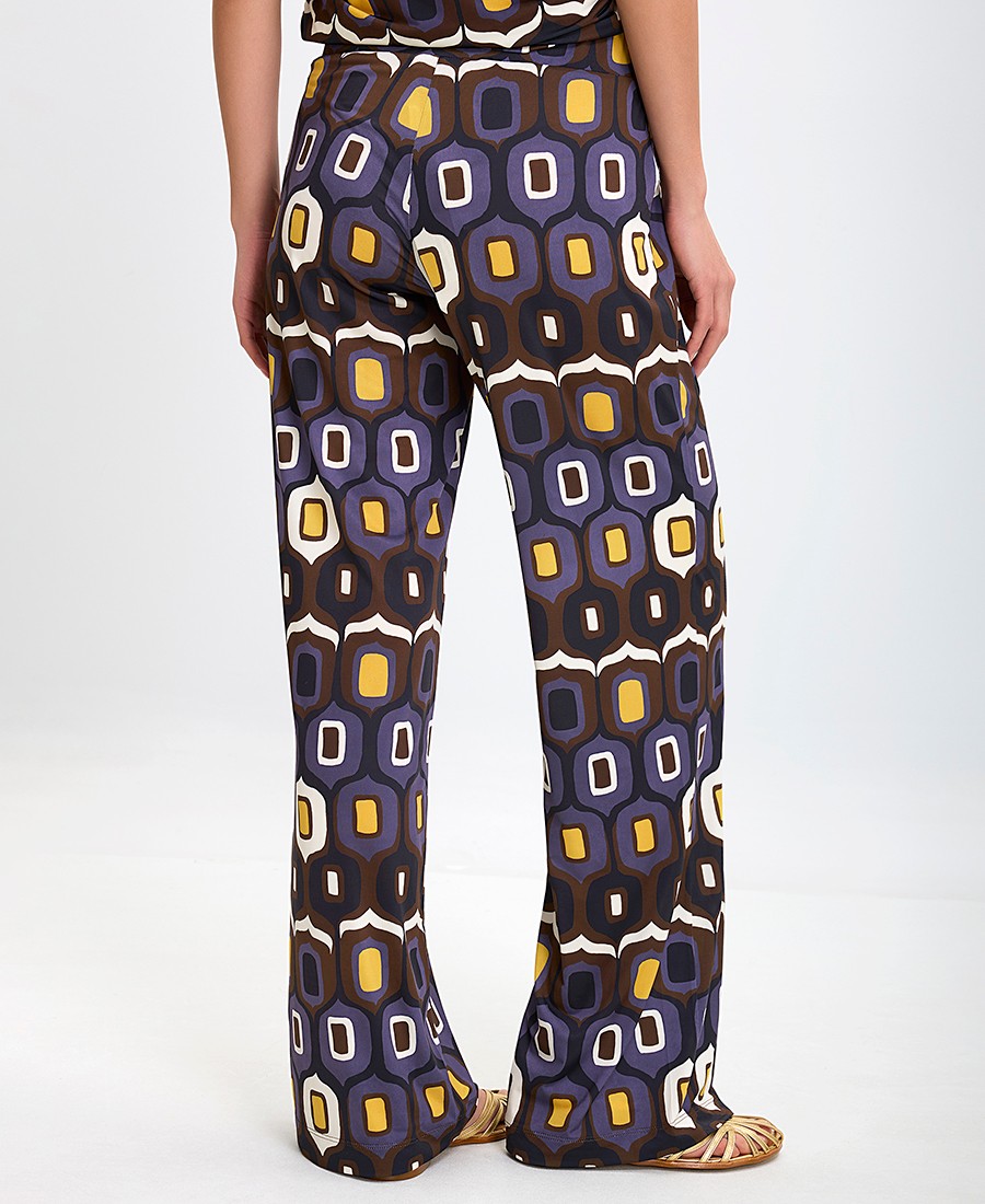 Γυναικείο Παντελόνι με Γεωμετρικό Print και Φαρδύ Τελείωμα σε Εμπριμέ φωτογραφία