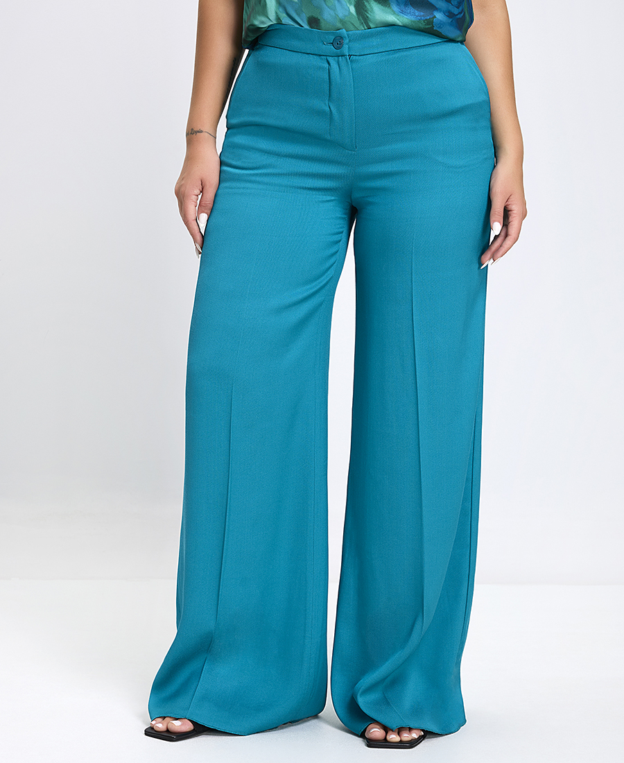 Diana D Γυναικείο Παντελόνι Wide Leg σε Πετρόλ