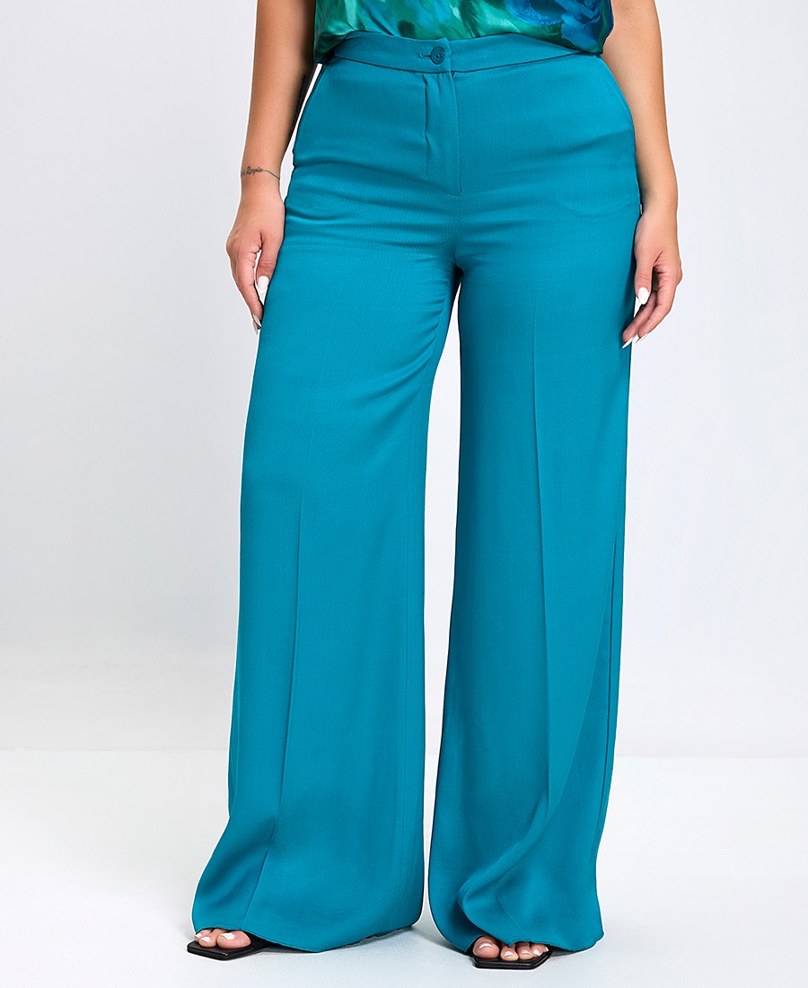 Diana D Γυναικείο Παντελόνι Wide Leg σε Πετρόλ