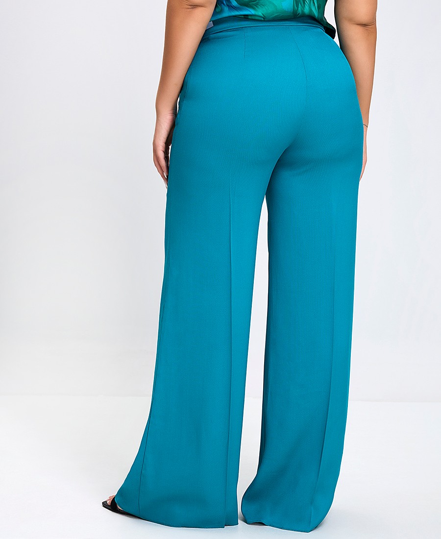 Γυναικείο Παντελόνι Wide Leg σε Πετρόλ φωτογραφία