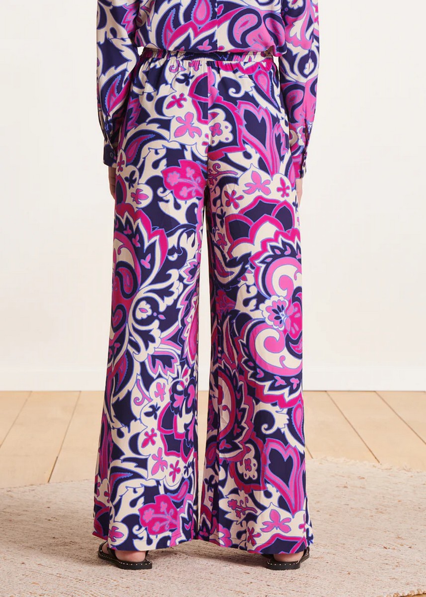 La Fee Maraboutee Γυναικείο Παντελόνι Αέρινο Wide Leg με Cachemire Print φωτογραφία