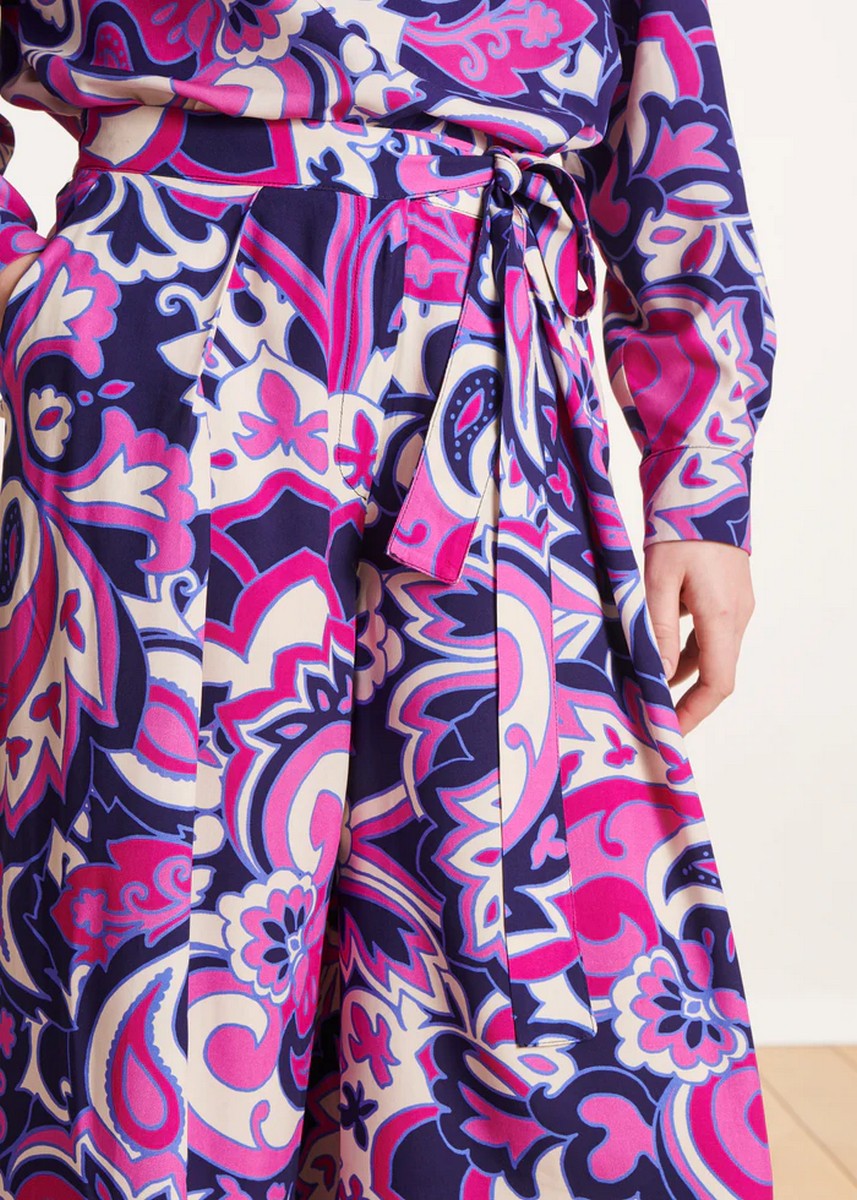 La Fee Maraboutee Γυναικείο Παντελόνι Αέρινο Wide Leg με Cachemire Print φωτογραφία