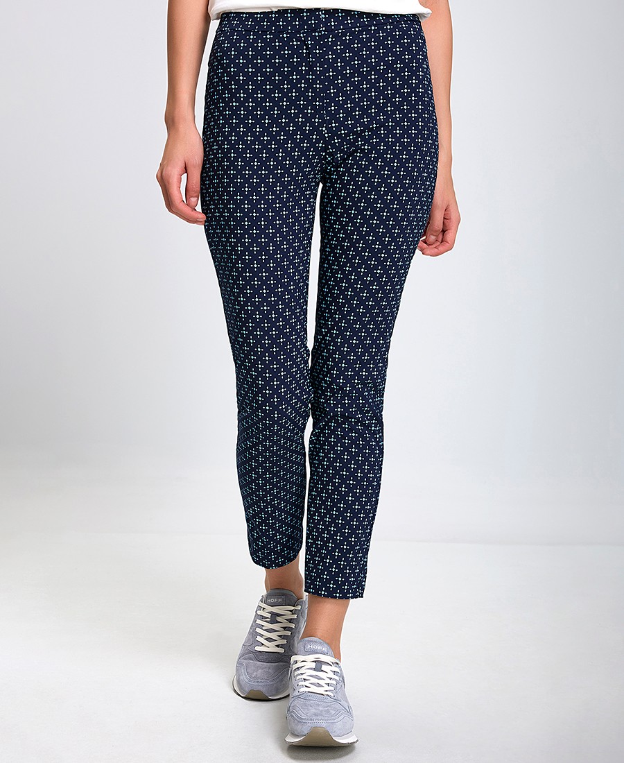 Γυναικείο Cropped Παντελόνι με Μικροσχέδιο Slim Fit σε Μπλε