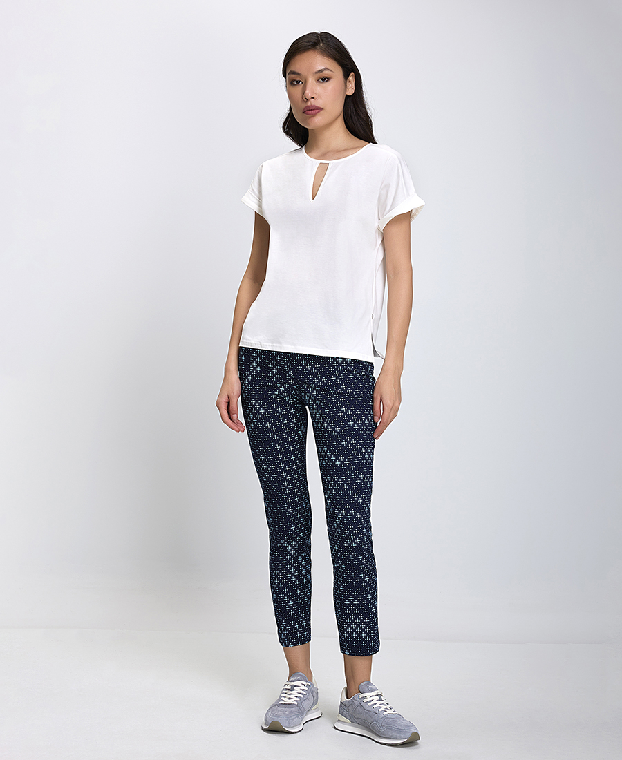 Γυναικείο Cropped Παντελόνι με Μικροσχέδιο Slim Fit σε Μπλε φωτογραφία