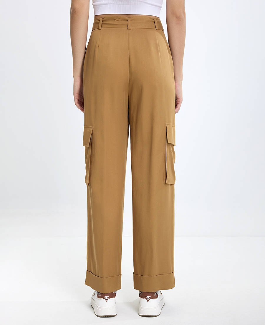 Laura Donini Γυναικείο Cargo Παντελόνι Wide Leg με Ζώνη - 3