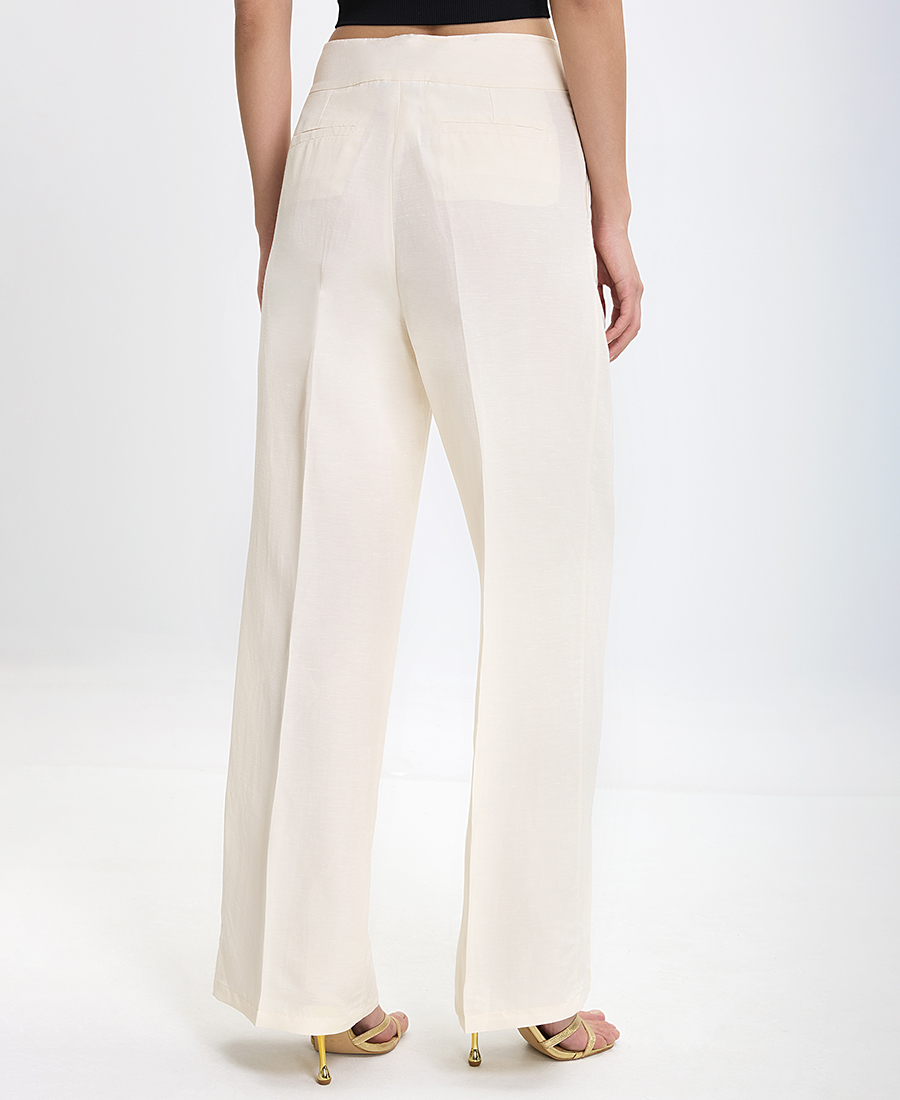 Penny Black Γυναικείο Παντελόνι Λινό Wide Leg με Πιέτες σε Ιβουάρ φωτογραφία