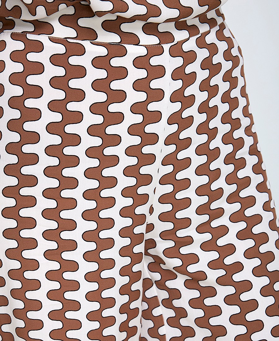 The Abito Γυναικείο Παντελόνι Κανονική Γραμμή Με Γεωμετρικό Μοτίβο Καφέ φωτογραφία