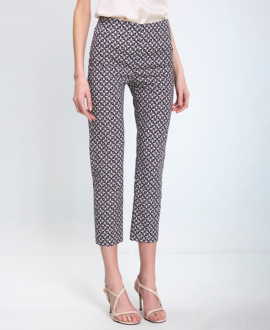 The Abito The Abito Γυναικείο Παντελόνι Slim Fit Βαμβακερό Με Γεωμετρικό Print