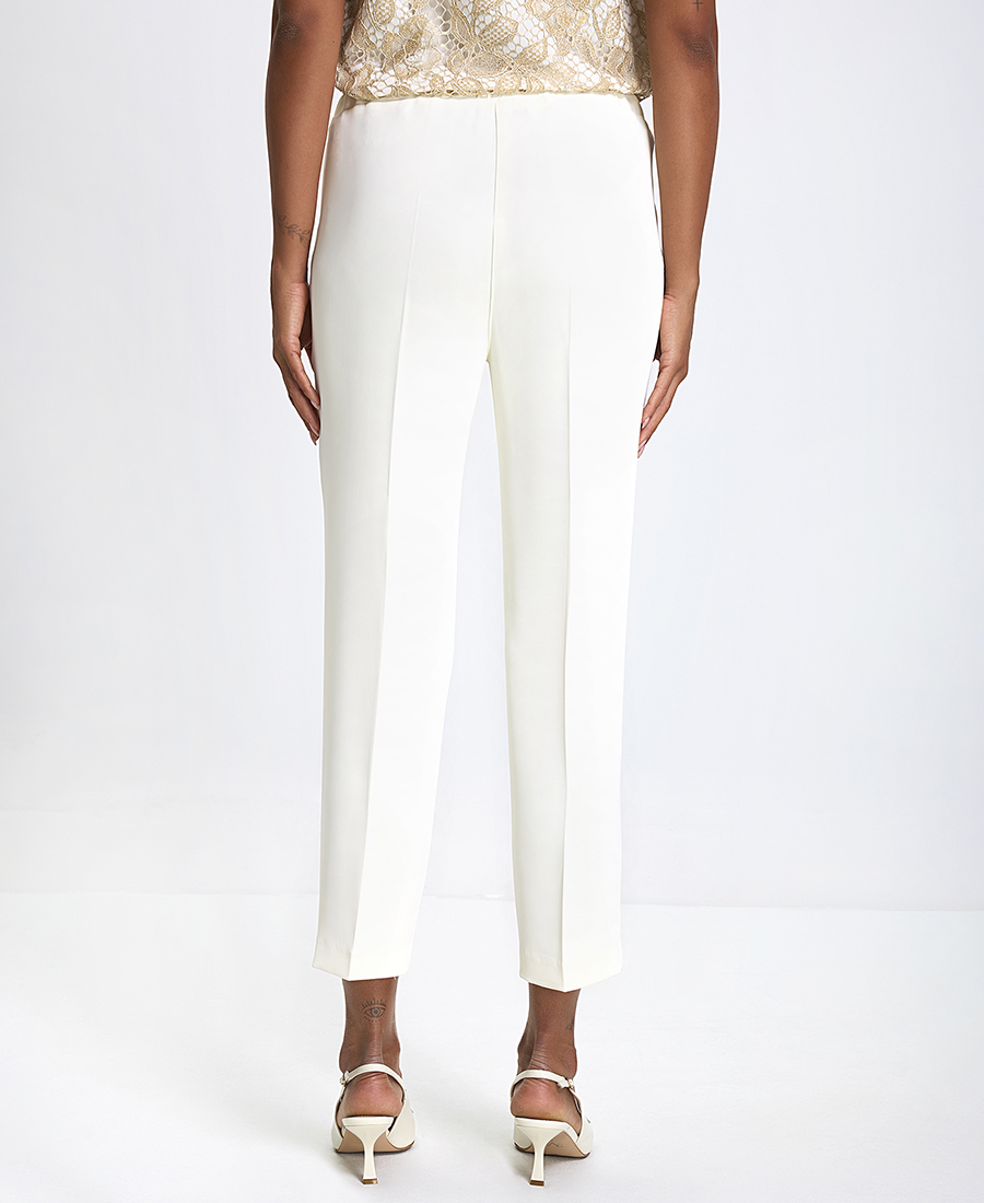 Γυναικείο Παντελόνι με Ελαστική Μέση Regular Fit σε Εκρού φωτογραφία