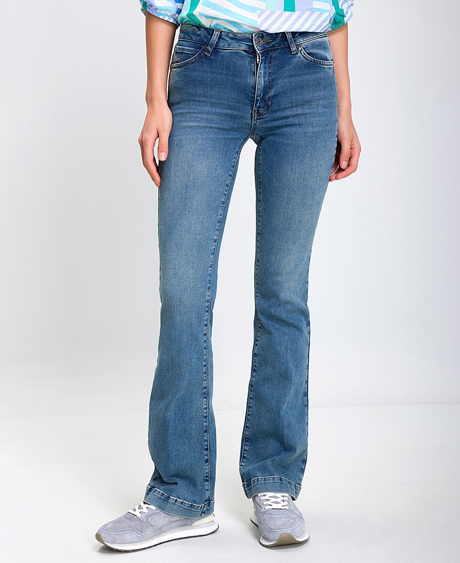 Caractere Caractere Γυναικείο Τζιν Παντελόνι Bootcut Ελαστικό σε Μπλε