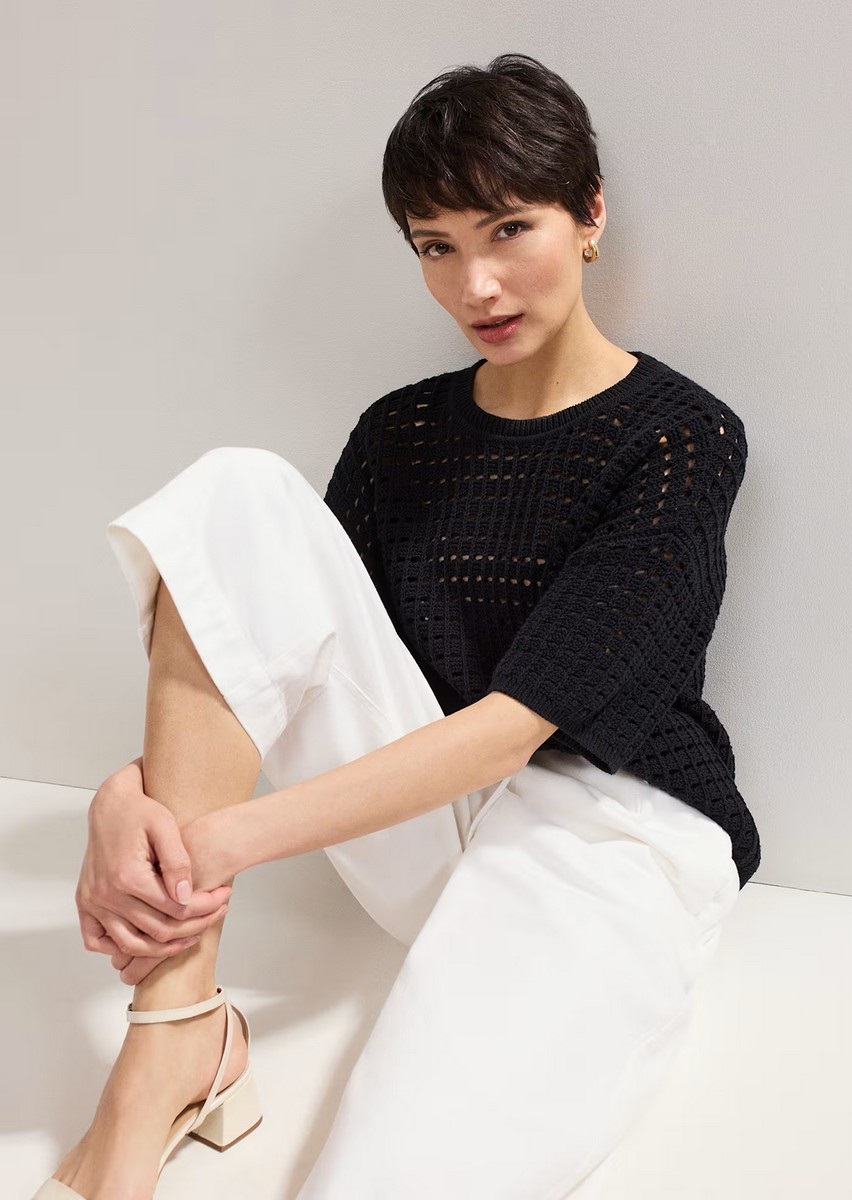 Phase Eight Γυναικείο Παντελόνι Culottes Βαμβακερό σε Λευκό Denim με Ζώνη Regular Fit φωτογραφία