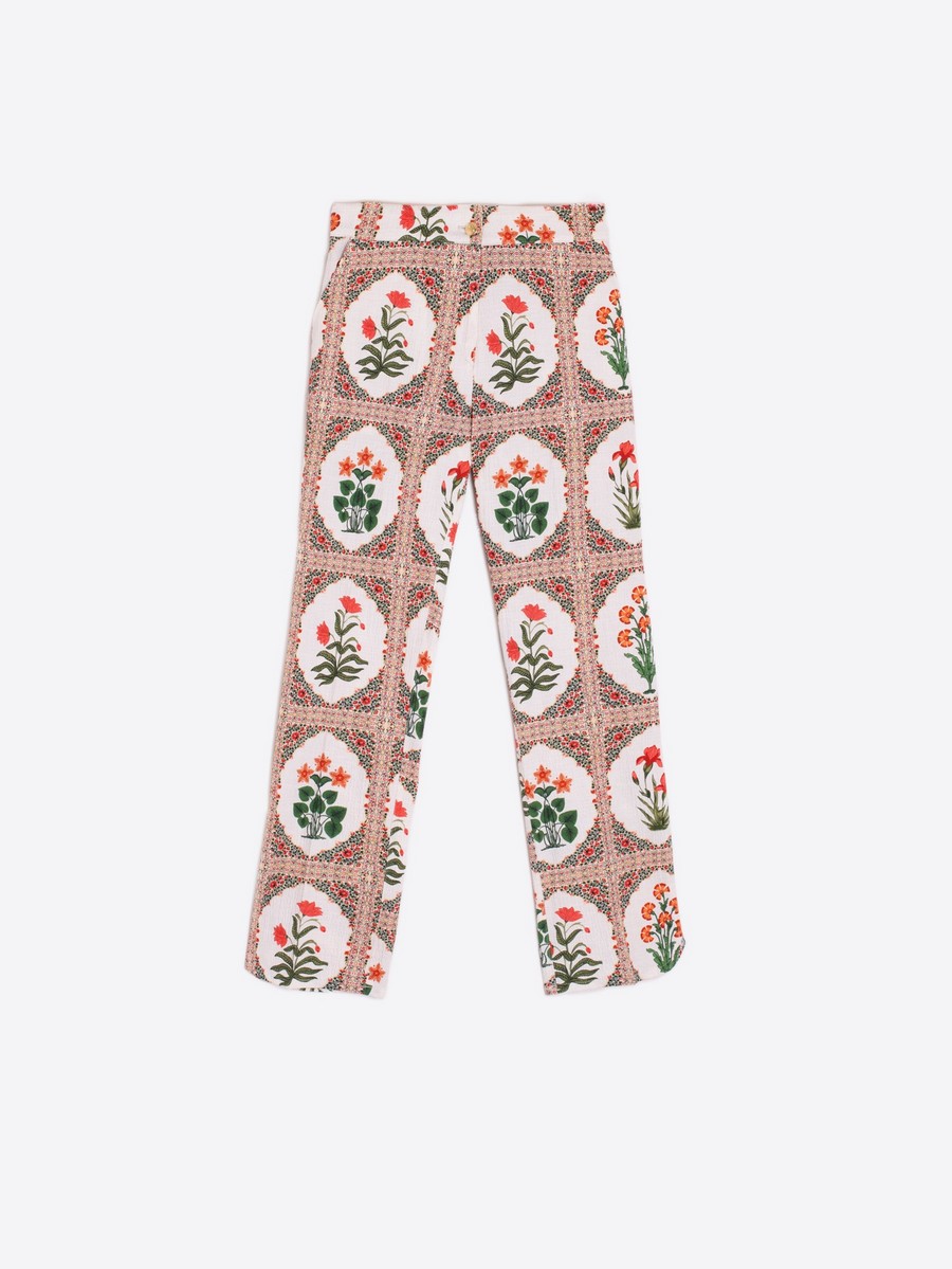 Vilagallo Γυναικείο Παντελόνι Βαμβακερό Seersucker με Floral Print Regular Fit σε Πολύχρωμο φωτογραφία