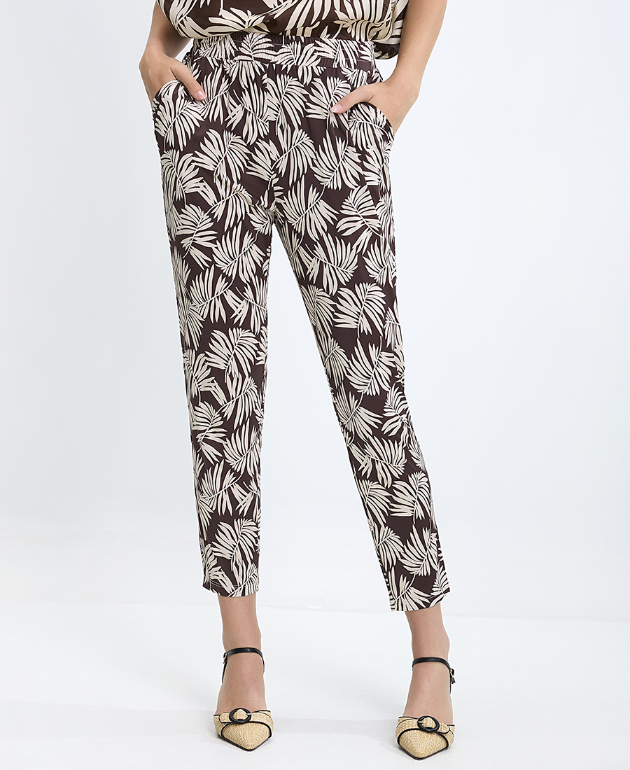 Seventy Venezia Seventy Venezia Γυναικείο Παντελόνι Regular Fit με Μοτίβο Φύλλα