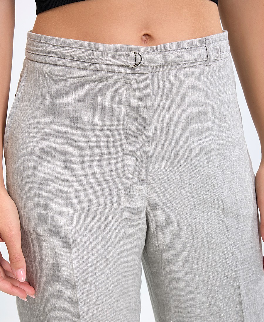 Seventy Venezia Γυναικείο Παντελόνι Cropped με Ρεβέρ Straight Fit σε Γκρι φωτογραφία