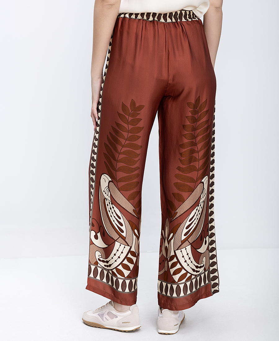 Anonyme Γυναικείο Παντελόνι Wide Leg Με Ethnic Σχέδιο Και Λάστιχο Στη Μέση φωτογραφία