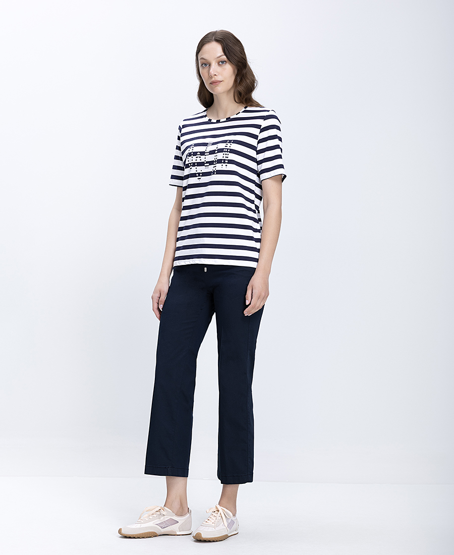 Γυναικεία Παντελόνα Cropped Straight Fit Με Ελαστική Μέση