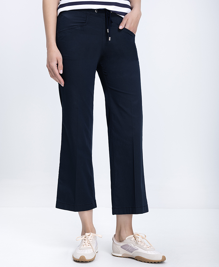 Γυναικεία Παντελόνα Cropped Straight Fit Με Ελαστική Μέση