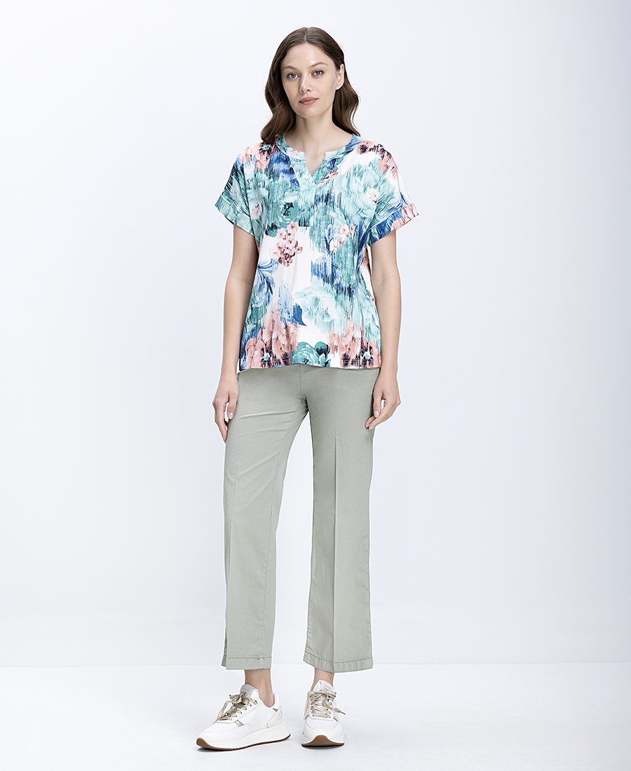 Γυναικεία Παντελόνα Cropped Straight Fit Με Ελαστική Μέση