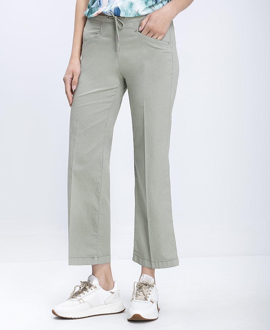 Γυναικεία Παντελόνα Cropped Straight Fit Με Ελαστική Μέση