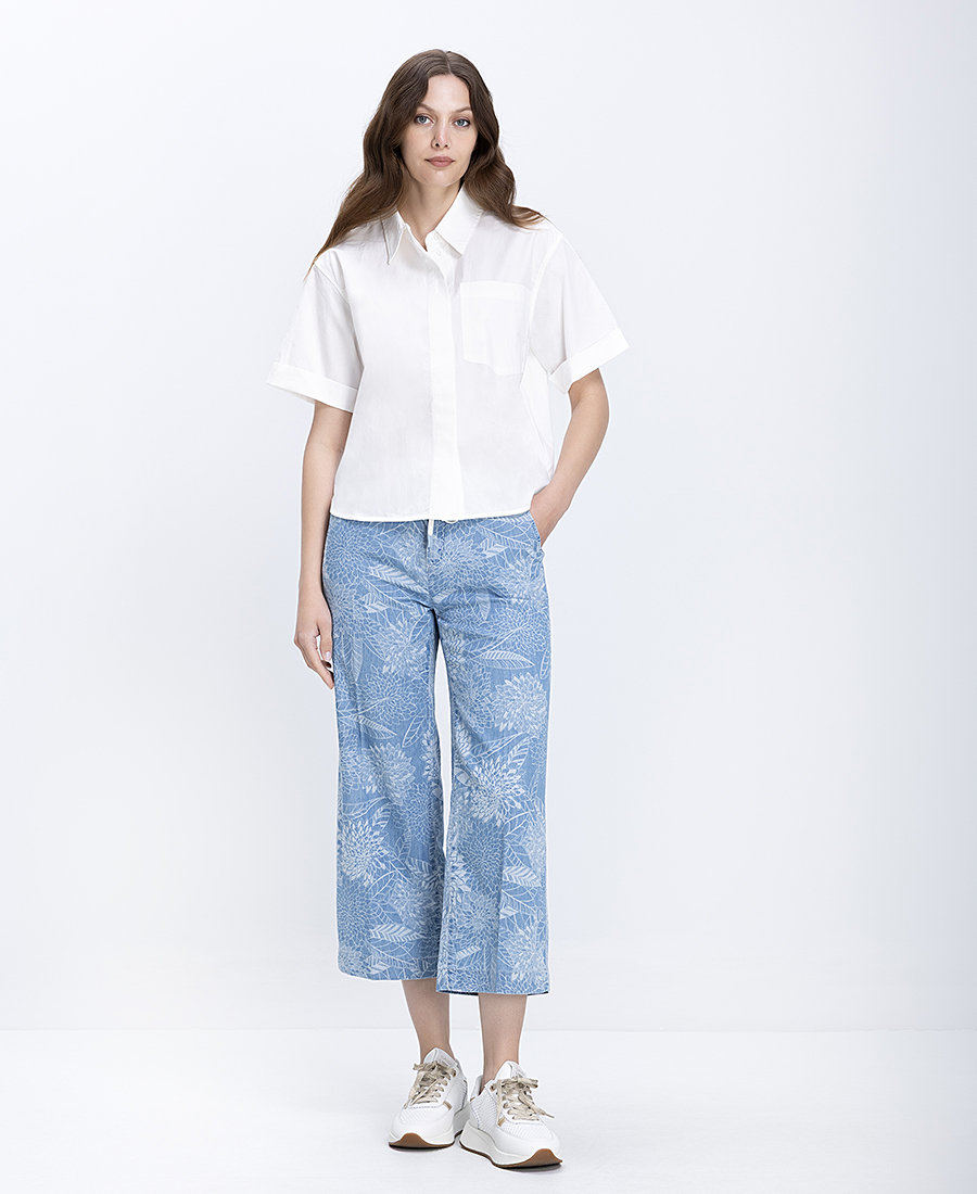 Γυναικεία Παντελόνα Culotte Floral Με Δέσιμο Στη Μέση