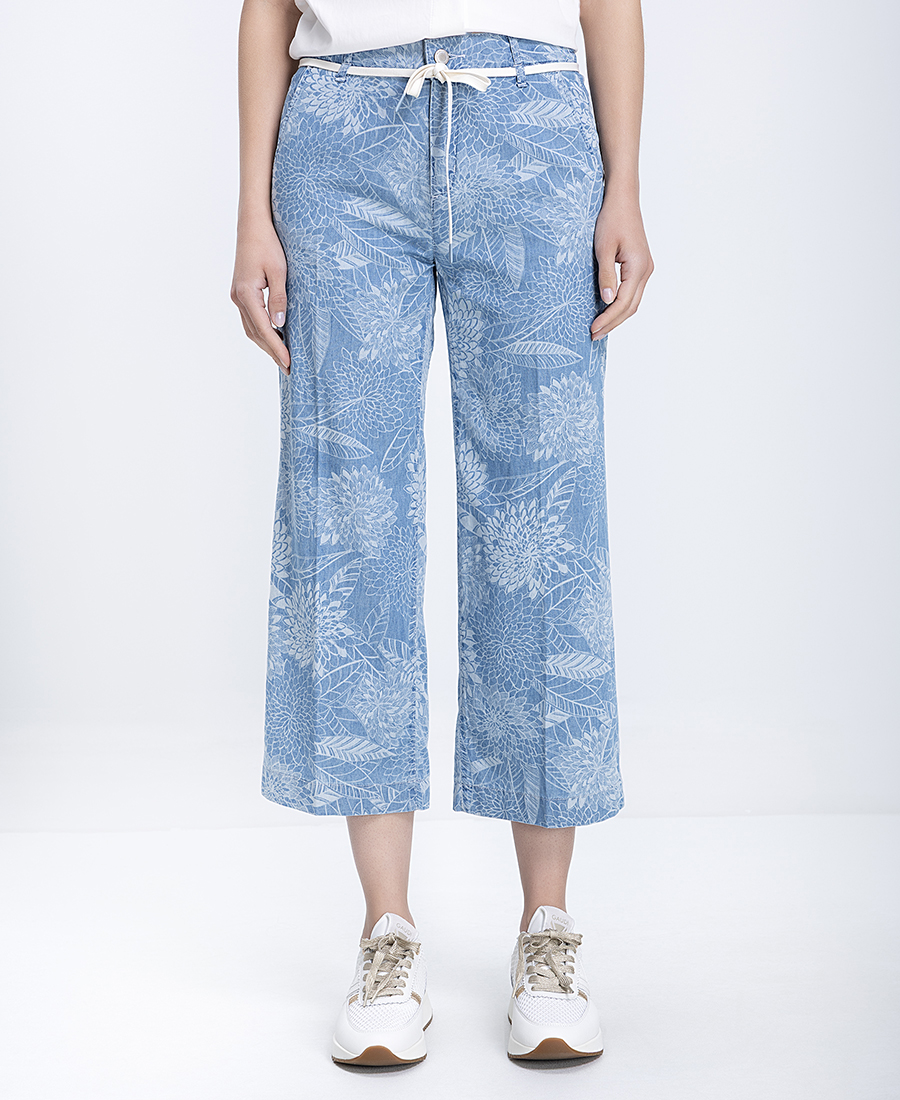 Γυναικεία Παντελόνα Culotte Floral Με Δέσιμο Στη Μέση