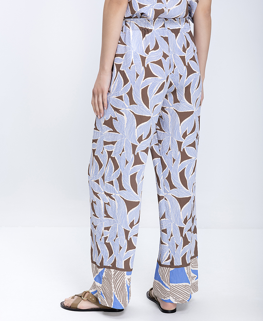Γυναικείο Παντελόνι Printed Wide Leg Fit Με Tropical Μοτίβο φωτογραφία
