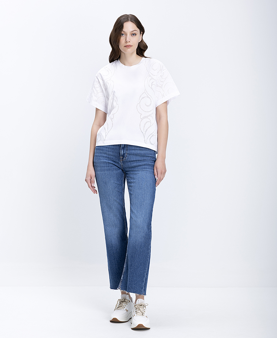 Boss Γυναικείο Denim Παντελόνι Flared Fit Με Raw Hem