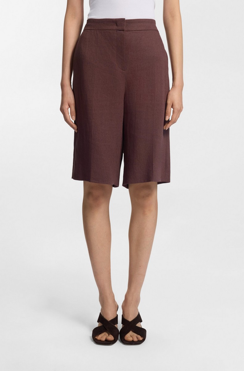 Boss Γυναικείο Σορτς Relaxed Fit Με Φαρδιά Γραμμή