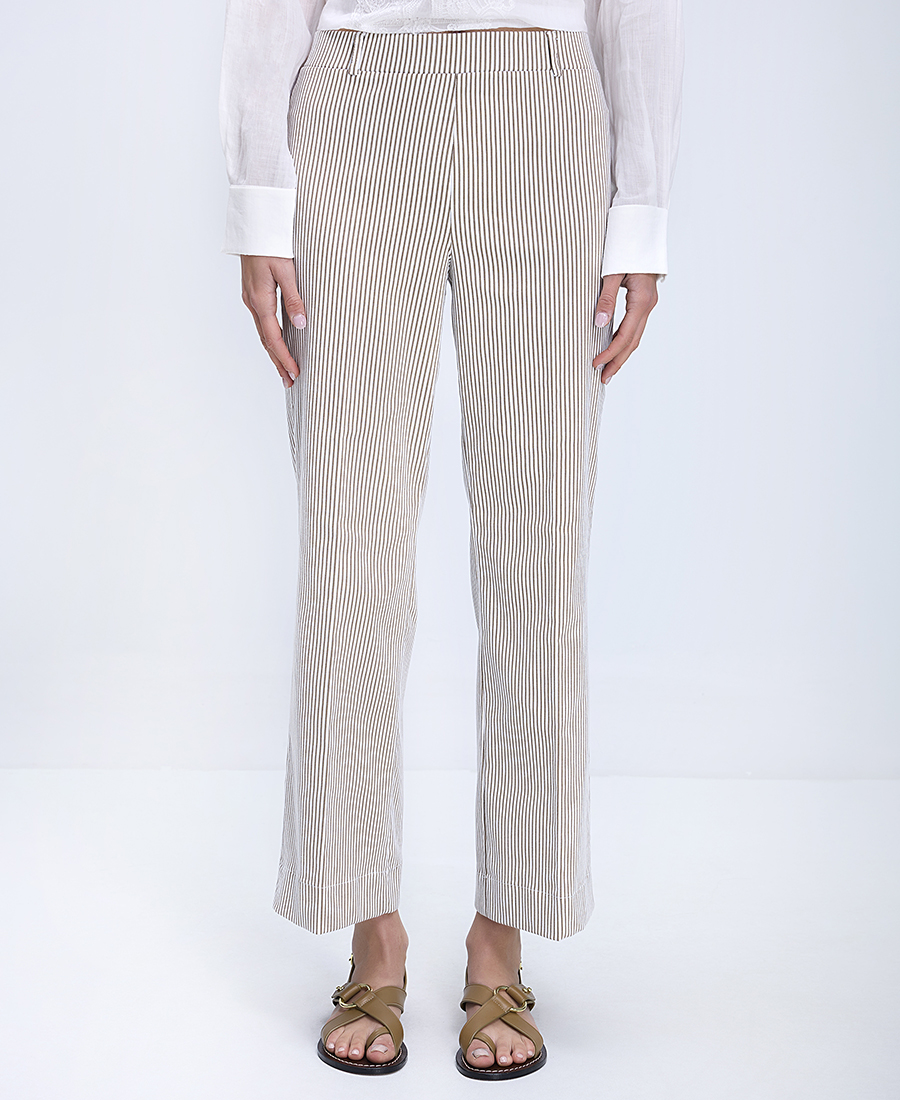 Diana D Γυναικείο Παντελόνι Slim Fit Με Ριγέ Σχέδιο Και Cropped Μήκος φωτογραφία