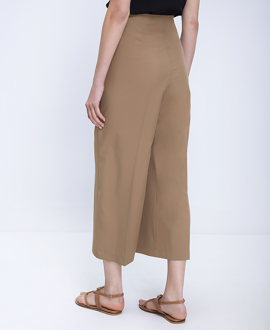 Elena Miro Γυναικείο Παντελόνι Cropped Slim Fit Με Κάθετες Ραφές Και Ψηλόμεση Γραμμή φωτογραφία