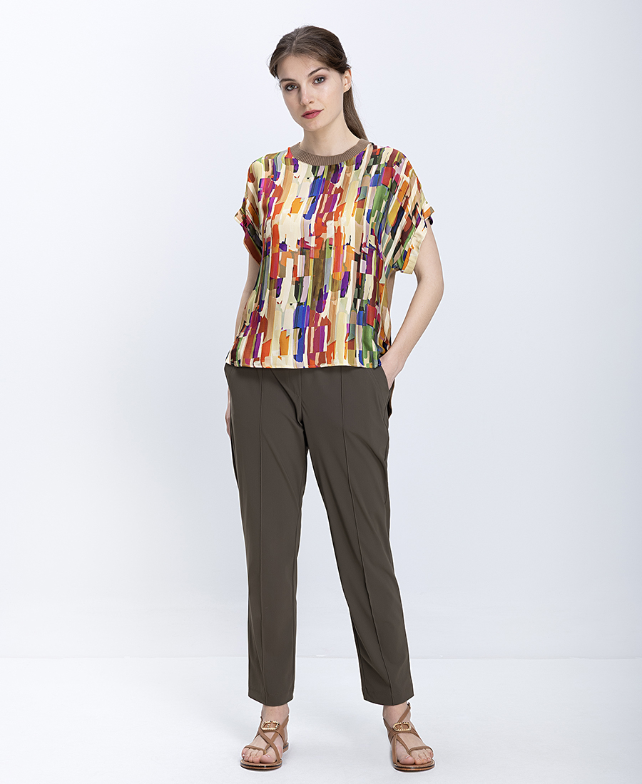 Elena Miro Γυναικείο Παντελόνι Με Ραφές Στο Μπροστινό Μέρος Straight Fit φωτογραφία