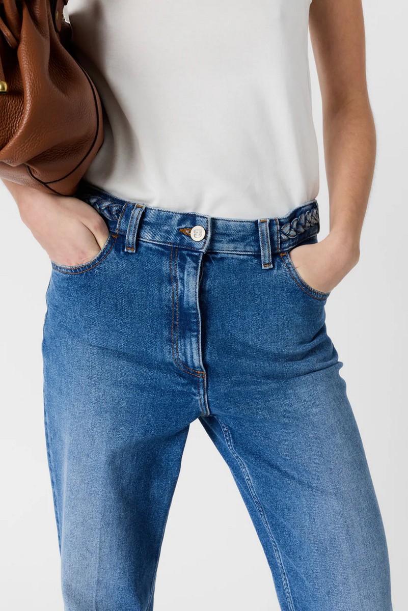 Gerard Darel Γυναικείο Παντελόνι Denim Wide Fit Με Πλεκτές Λεπτομέρειες Στη Μέση