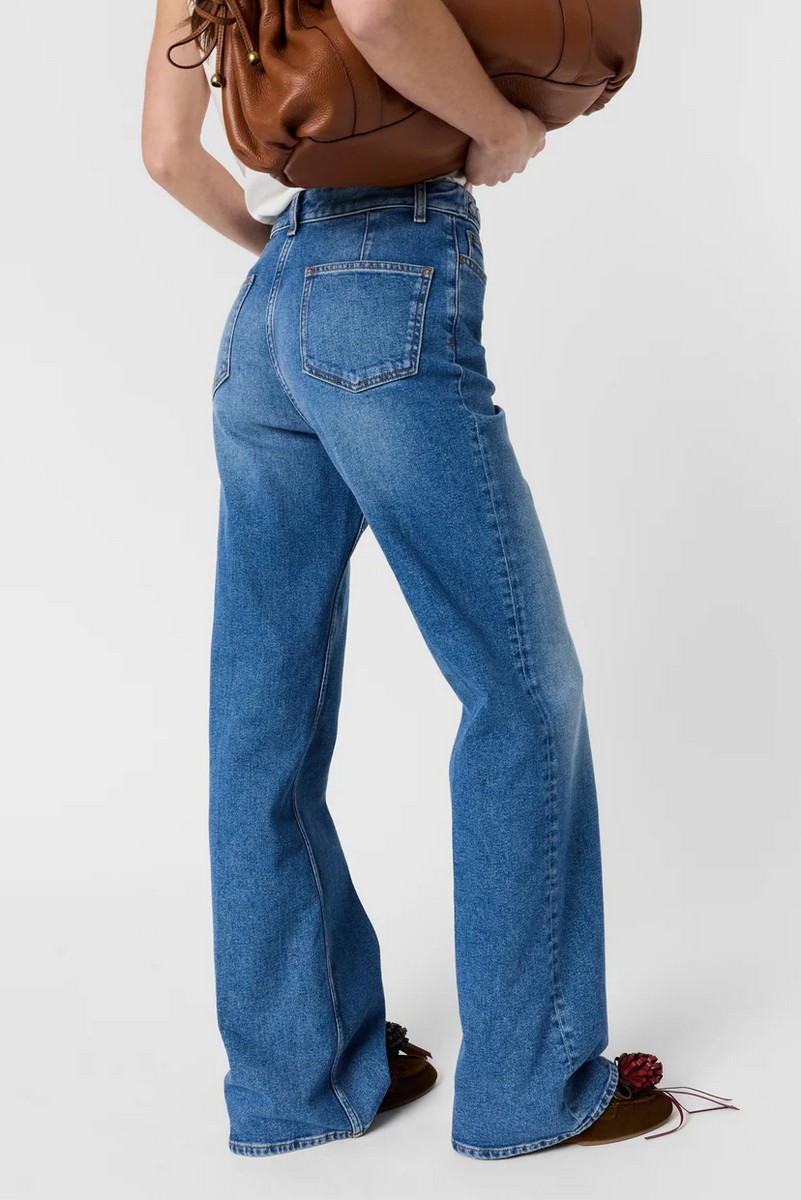 Gerard Darel Γυναικείο Παντελόνι Denim Wide Fit Με Πλεκτές Λεπτομέρειες Στη Μέση φωτογραφία