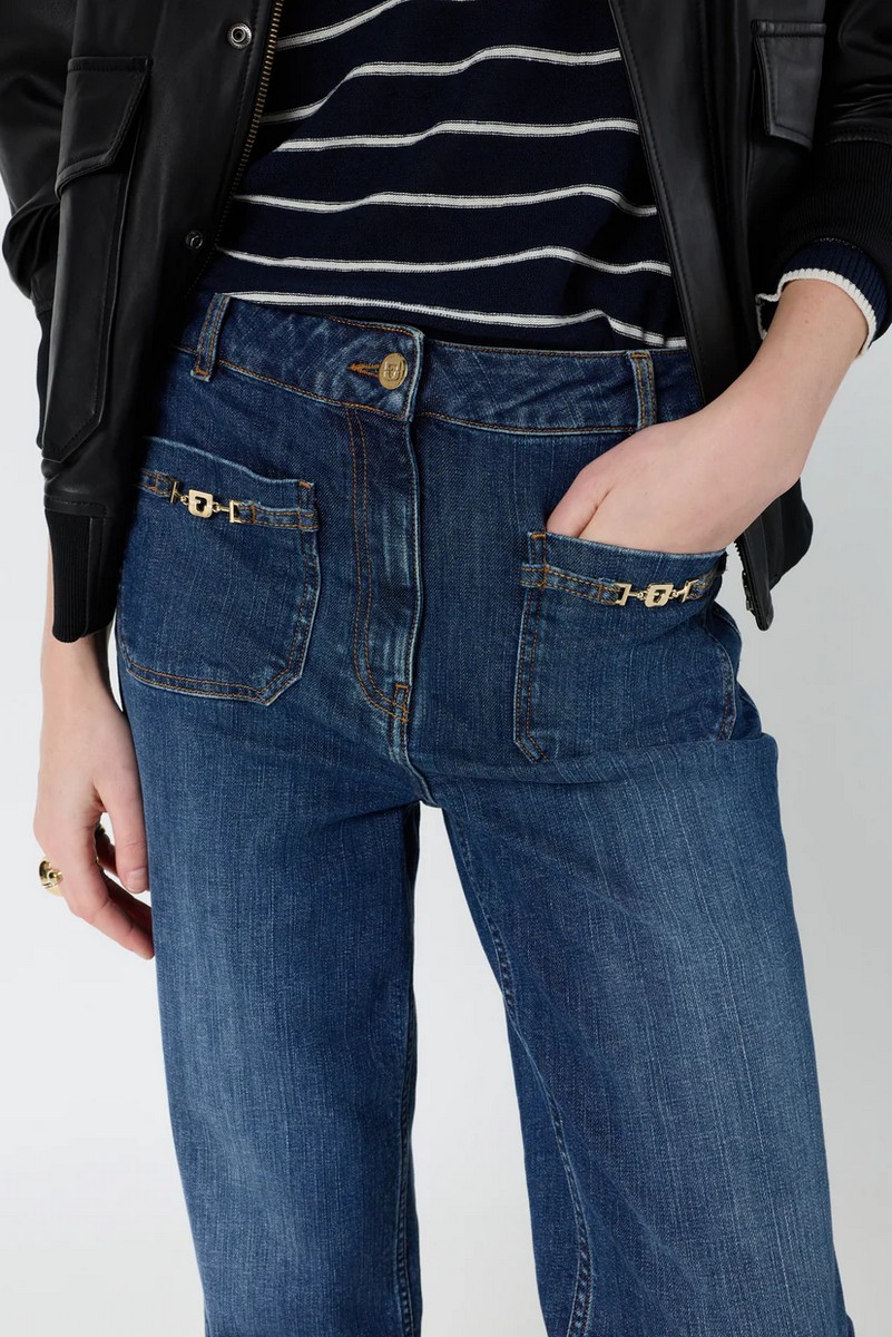 Gerard Darel Γυναικείο Παντελόνι Denim Straight Fit Με Μεταλλικά Horsebit Details φωτογραφία