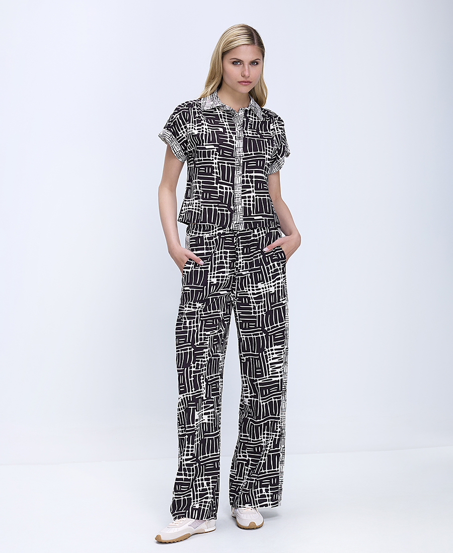 La Fee Maraboutee Γυναικείο Παντελόνι Relaxed Fit Με Γεωμετρικό Print Και Ελαστική Μέση