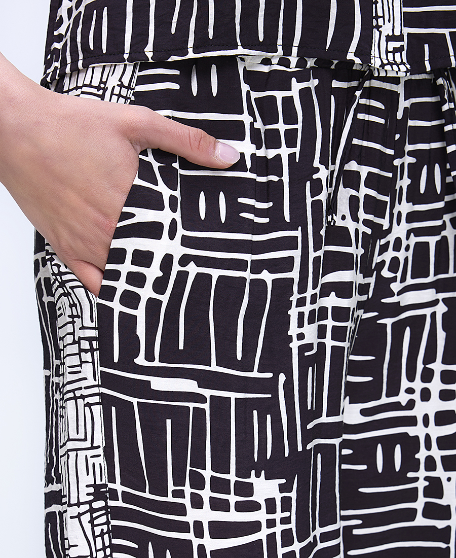 La Fee Maraboutee Γυναικείο Παντελόνι Relaxed Fit Με Γεωμετρικό Print Και Ελαστική Μέση φωτογραφία