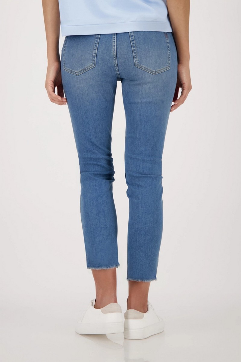 Monari Γυναικείο Jeans Straight Fit 7/8 Με Strass Και Distressed Λεπτομέρειες φωτογραφία