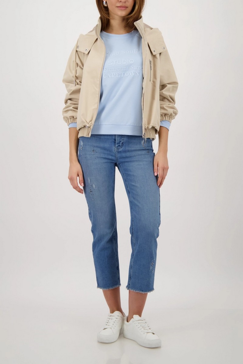 Monari Γυναικείο Jeans Straight Fit 7/8 Με Strass Και Distressed Λεπτομέρειες φωτογραφία