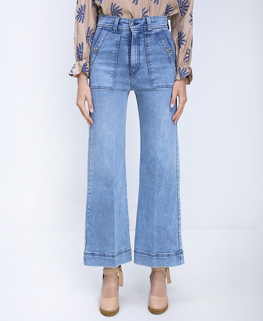 Vilagallo Γυναικείο Τζιν Παντελόνι Wide Leg Με Ψηλόμεση Γραμμή Και Τσέπες φωτογραφία