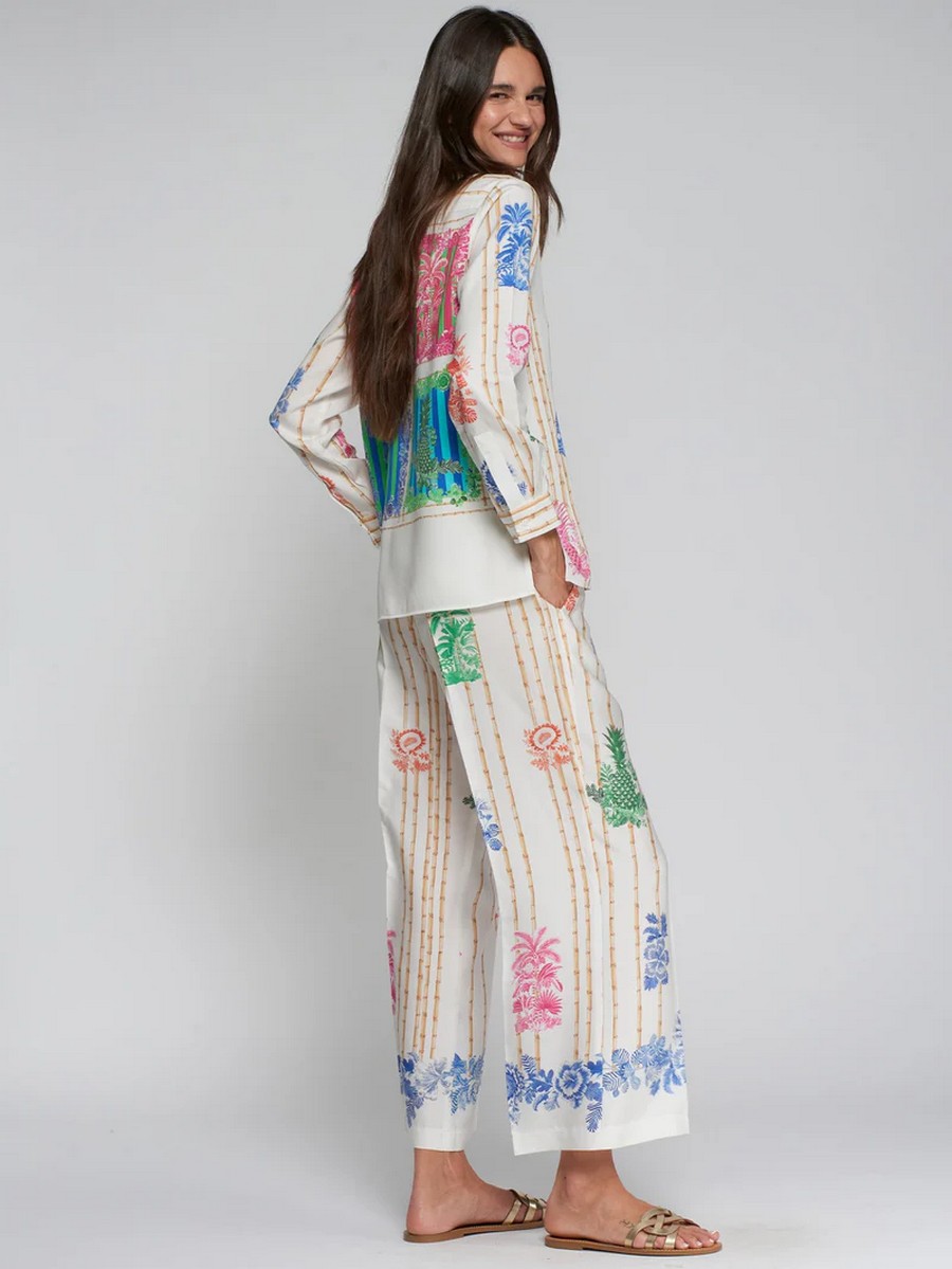 Vilagallo Vilagallo Γυναικείο Παντελόνι Straight Fit Με Tropical Bamboo Print - 2