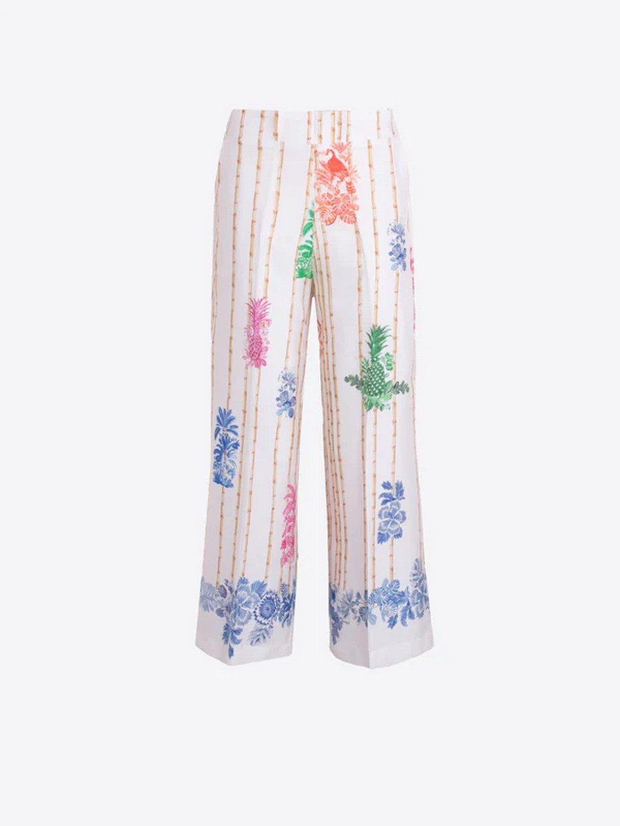 Vilagallo Vilagallo Γυναικείο Παντελόνι Straight Fit Με Tropical Bamboo Print - 4