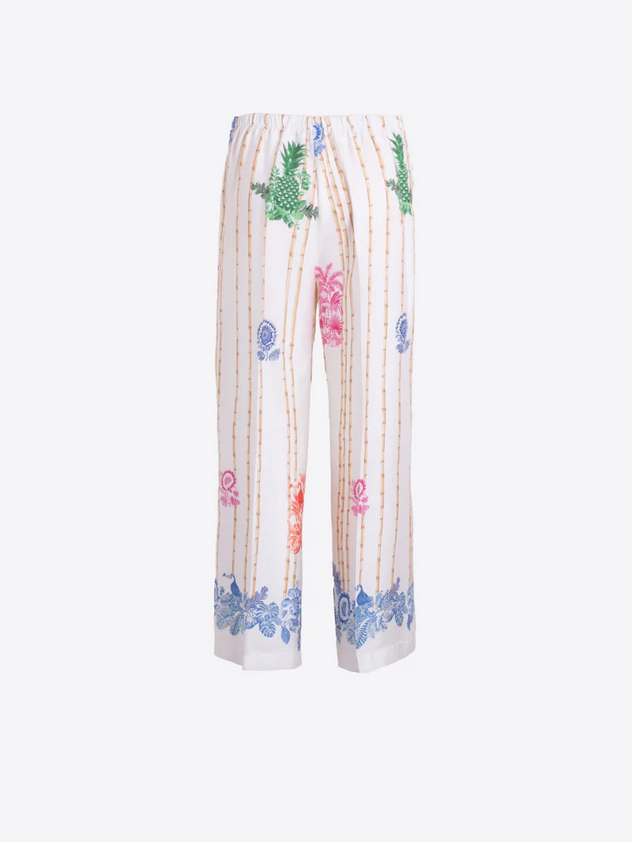 Vilagallo Vilagallo Γυναικείο Παντελόνι Straight Fit Με Tropical Bamboo Print - 5