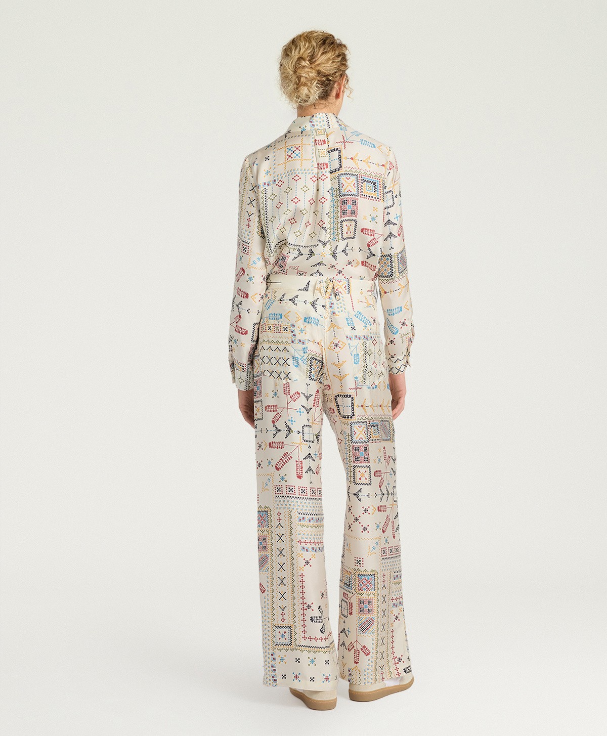 Momoni Γυναικείο Παντελόνι Με Ethnic Σχέδιο Wide Leg φωτογραφία