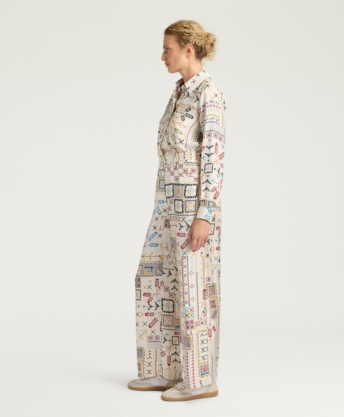 Momoni Γυναικείο Παντελόνι Με Ethnic Σχέδιο Wide Leg φωτογραφία