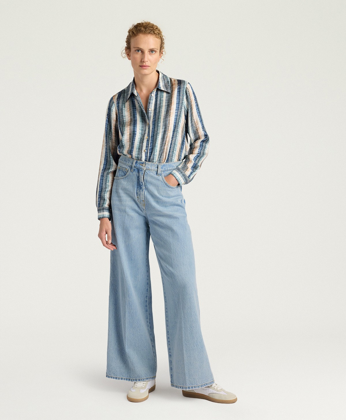 Momoni Momoni Γυναικείο Βαμβακερό Jean Παντελόνι Wide Leg