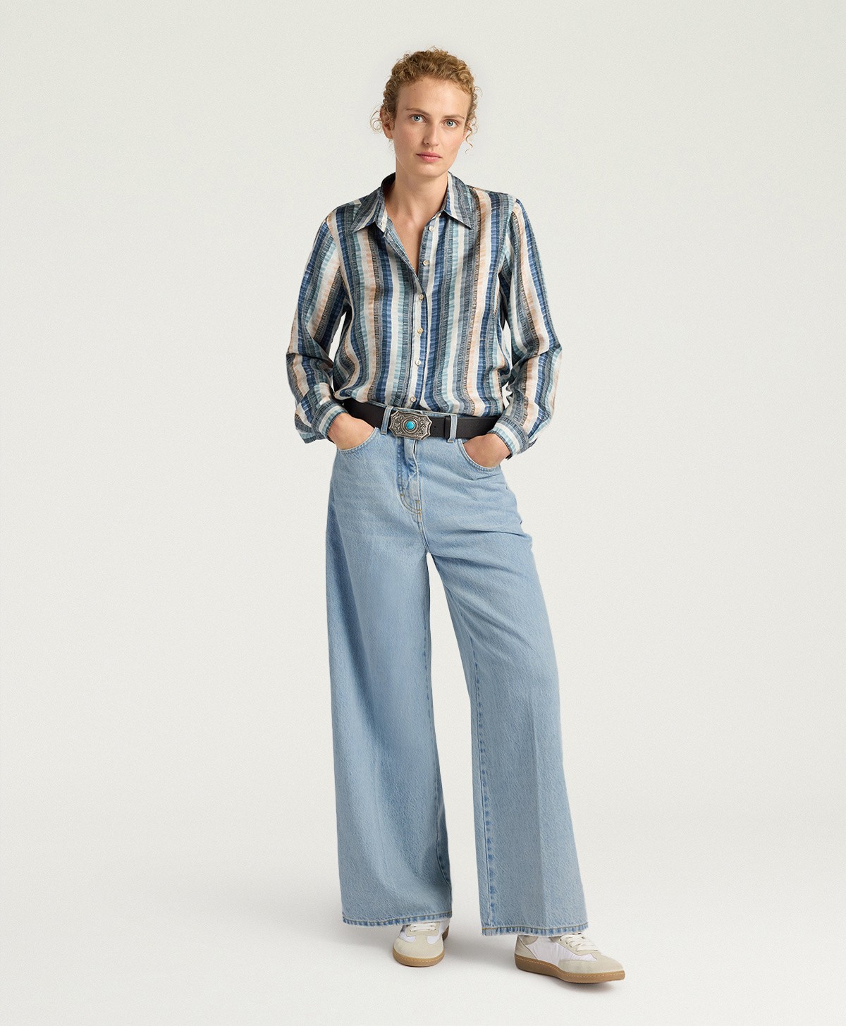 Momoni Γυναικείο Βαμβακερό Jean Παντελόνι Wide Leg φωτογραφία